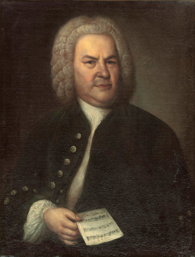 Johann Sebastian Bach, in the famous Elias Gottlob Haussmann portrait c. 1746.