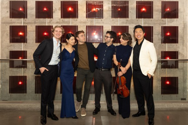 L to R: Tate Zawadiuk, Lucy Wang, Alistair Coleman, Kian Ravaei, Aiden Kane, and Hao Zhou at The Armory for CMNW 2023. Photo by Shawnte Sims.