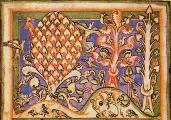 Detail from medieval Carmina Burana manuscript.