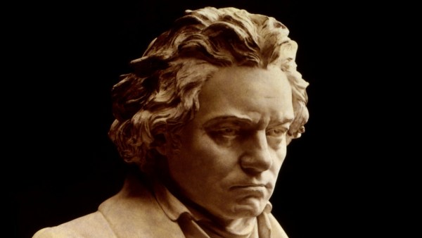 Detail from a bust of Beethoven by Hugo Hagen, 1892.