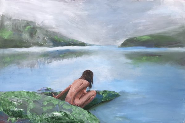 “Finding a Way Through Fear,” by Drea Frost of Cannon Beach (acrylic on board, 24 by 36 inches) is one of 44 pieces in this year’s “Au Natural: The Nude in the 21st Century” show.