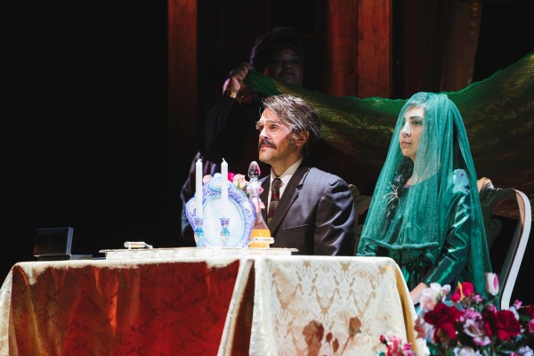 John Moore as Rasheed (left) and Karin Mushegain as Mariam (right) in A Thousand Splendid Suns at Seattle Opera. Photo credit: Sunny Martini.