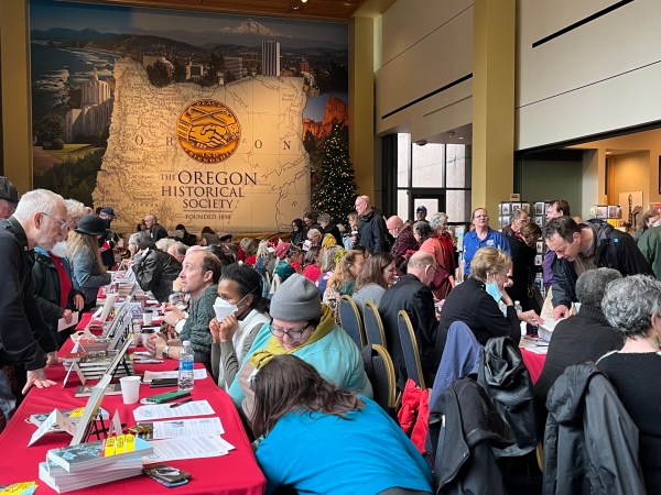The Oregon Historical Society's 54th annual Celebration of Oregon Authors draws a crowd of browsers and buyers earlier this month in Portland. Photo by: Karen Pate