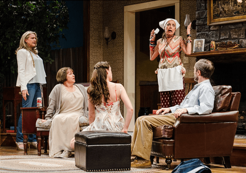 From left: Carol Halstead as Masha, Sharonlee McLean as Sonia, Eden Malyn as Nina, Olivia Negron as Cassandra and Andrew Sellon as Vanya and in Portland Center Stage's 2015 production of Christopher Durang's Chekhov-inspired comedy "Vanya and Sonia and Masha and Spike." Photo: Patrick Weishampel